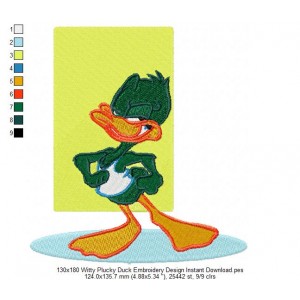 130x180 Witty Plucky Duck Embroidery Design Instant Download